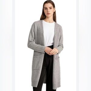 Time and Tru Women’s Open Front Long Line Cardigan Gray Size Large (12-14)